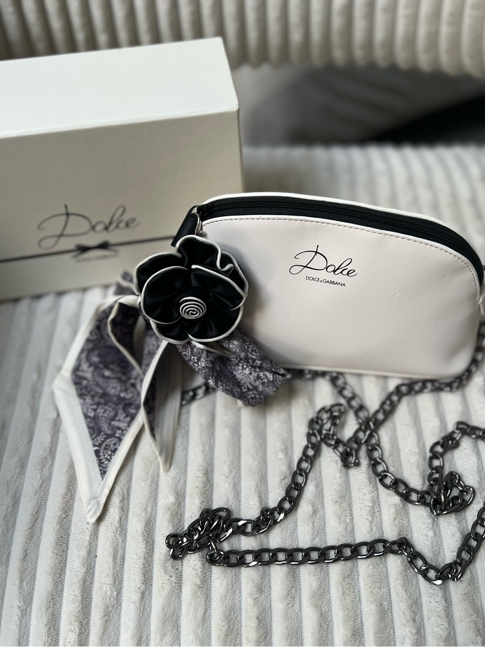 Dolce & Gabbana Cream Beauty Upcycled to Crossbody Bag